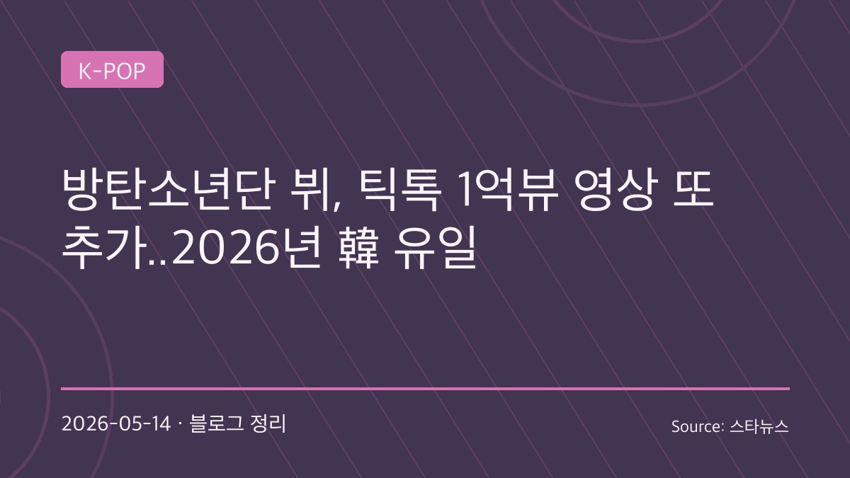방탄소년단 뷔, 틱톡 1억뷰 영상 또 추가