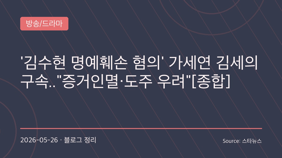“김수현 허위사실 유포 혐의”… 김세의 가세연 대표 결국 구속