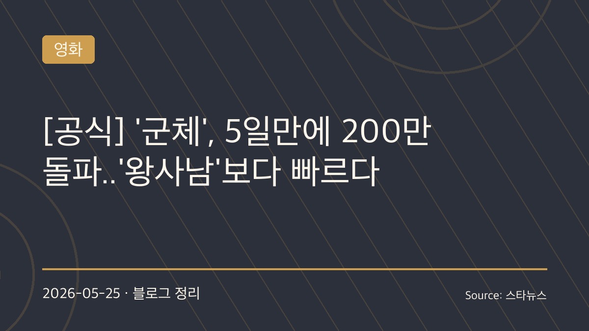 “5일 만에 200만”… 연상호 ‘군체’, 올해 극장가 판 바꿨다