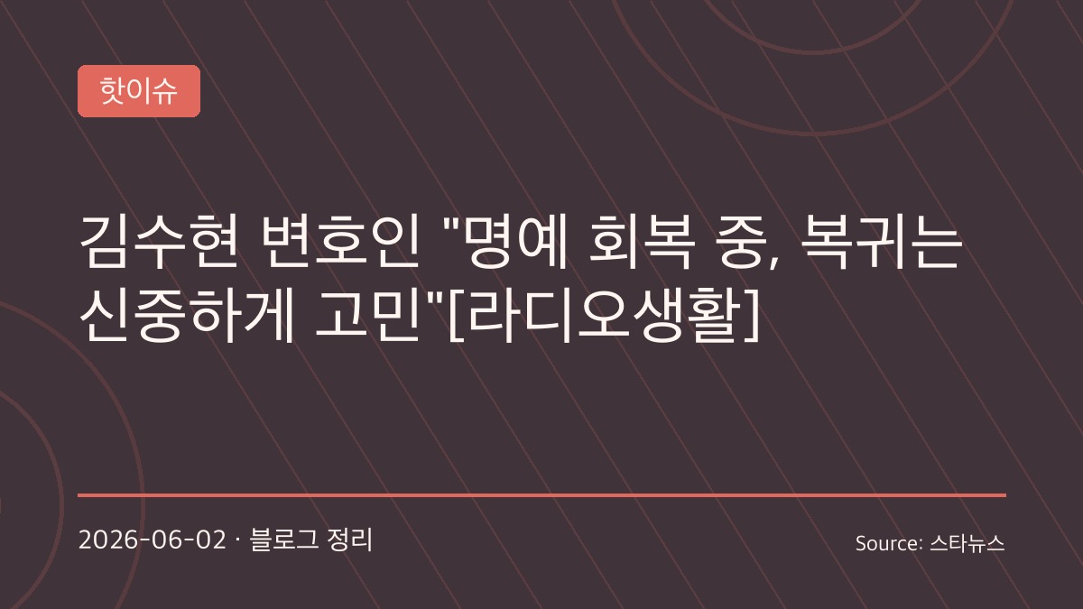 “김수현, 원래 자리로 돌아가야 한다”… 변호인 밝힌 최우선 과제는 ‘명예 회복과 복귀’